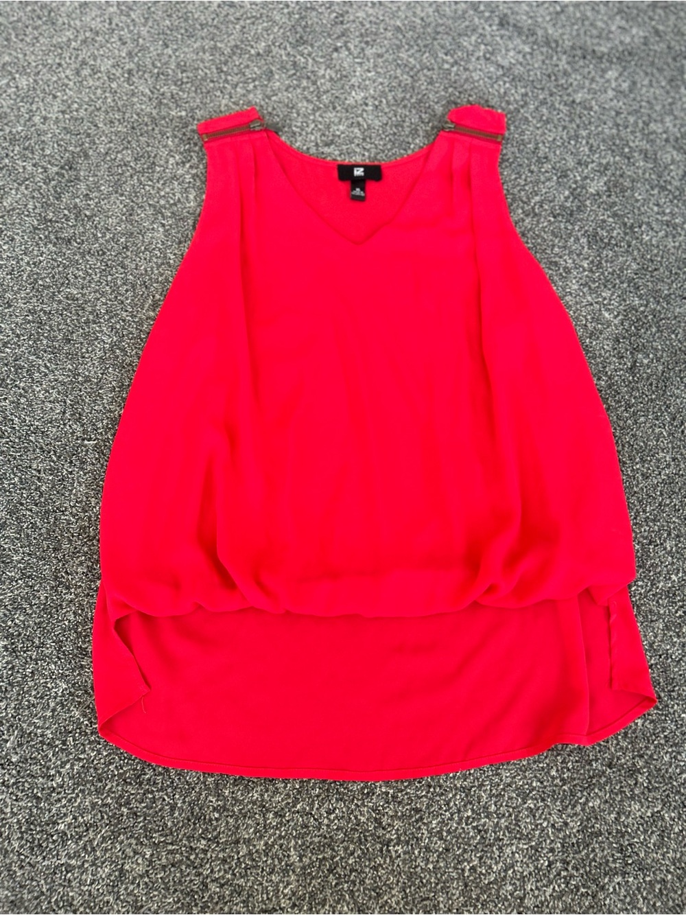 Iz Byer Bright Pink V-Neck Sleeveless Blouse with Buckle Trim
